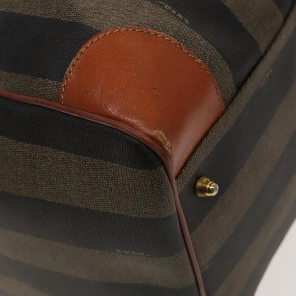 FENDI Pecan Canvas Boston Bag PVC Black Brown Auth hk2948 - Picture 3 of 16